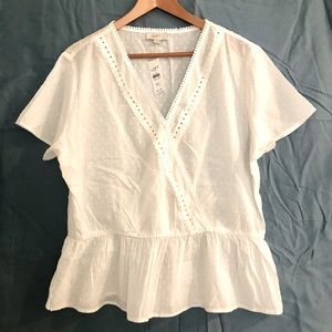 Loft Outlet White Eyelet Blouse